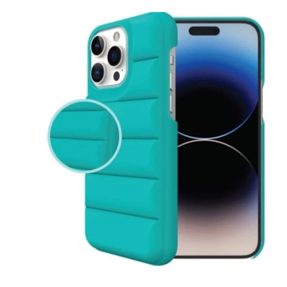 Puffer Soft Quilted Phone Case for iPhone 14 Pro Max - Teal
